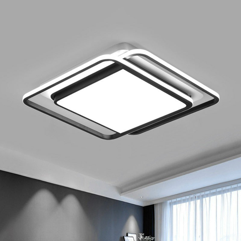 Acrylic Rhombus Flush Light Modern Style Black and White LED Flush Ceiling Light Fixture Black-White White Clearhalo 'Ceiling Lights' 'Close To Ceiling Lights' 'Close to ceiling' 'Flush mount' Lighting' 2217677