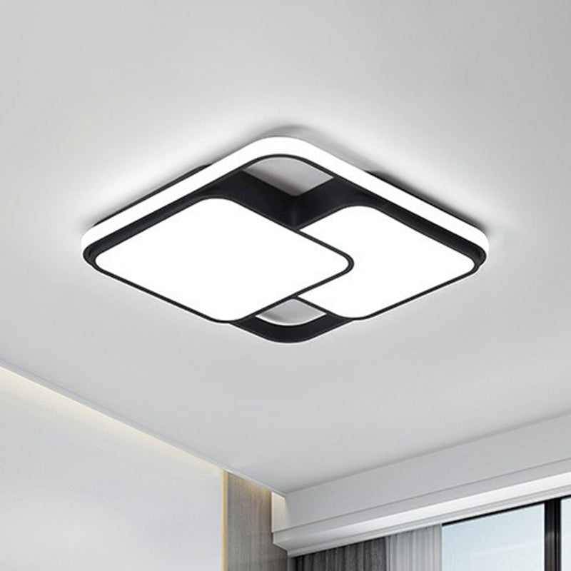 Splicing Rhombus Acrylic Flush Mount Lighting Minimalist Black LED Flush Mount Fixture Black White Clearhalo 'Ceiling Lights' 'Close To Ceiling Lights' 'Close to ceiling' 'Flush mount' Lighting' 2217682