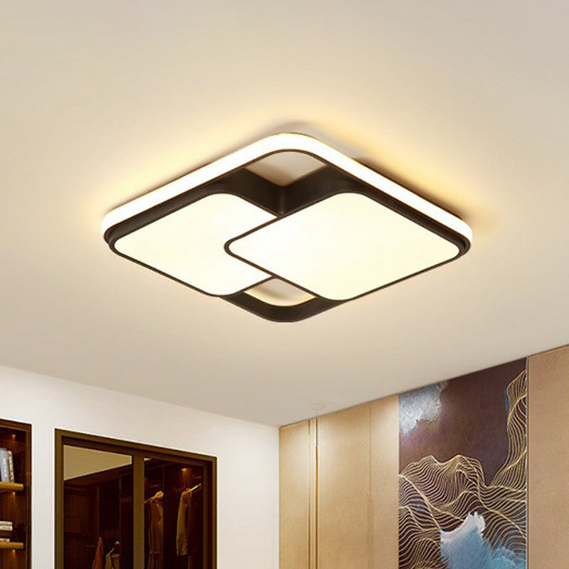 Splicing Rhombus Acrylic Flush Mount Lighting Minimalist Black LED Flush Mount Fixture Black Warm Clearhalo 'Ceiling Lights' 'Close To Ceiling Lights' 'Close to ceiling' 'Flush mount' Lighting' 2217683