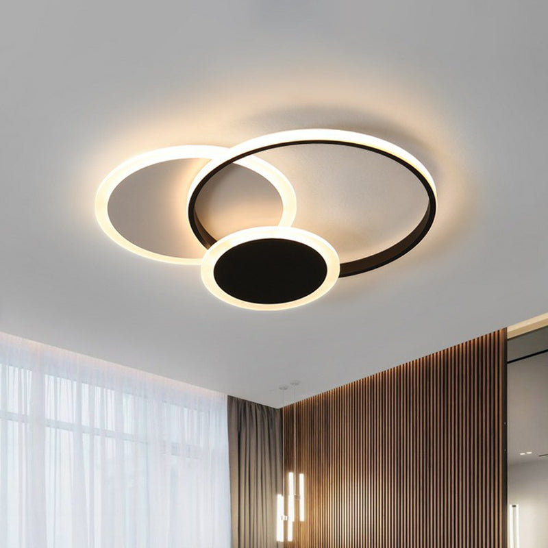 Minimalist Geometric Flush Mount Lighting Acrylic Bedroom LED Flush Mount Fixture in Black and White Black-White Round Clearhalo 'Ceiling Lights' 'Close To Ceiling Lights' 'Close to ceiling' 'Flush mount' Lighting' 2217707