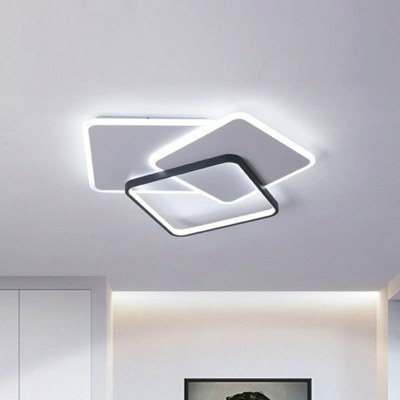 Square Frame LED Flush Mount Modern Metal Living Room Flushmount Ceiling Light in Black Black White Clearhalo 'Ceiling Lights' 'Close To Ceiling Lights' 'Close to ceiling' 'Flush mount' Lighting' 2217712