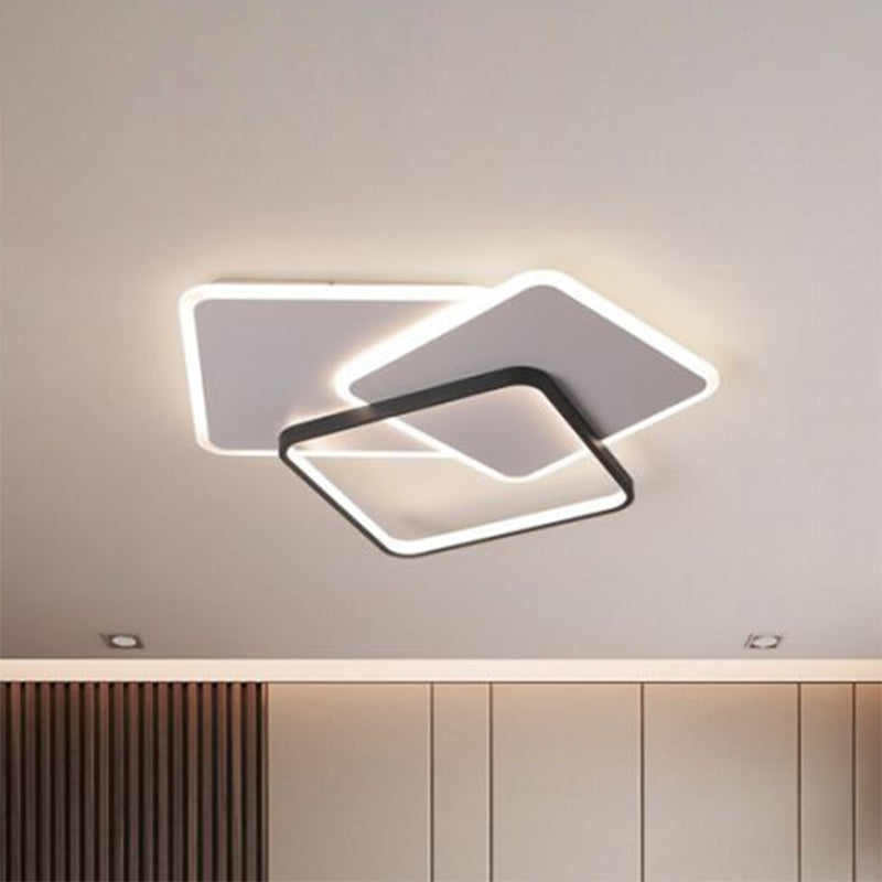 Square Frame LED Flush Mount Modern Metal Living Room Flushmount Ceiling Light in Black Black Remote Control Stepless Dimming Clearhalo 'Ceiling Lights' 'Close To Ceiling Lights' 'Close to ceiling' 'Flush mount' Lighting' 2217715