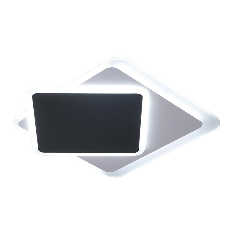 Metallic Squared Flush Ceiling Light Contemporary Black LED Flush Mount Lighting Fixture Clearhalo 'Ceiling Lights' 'Close To Ceiling Lights' 'Close to ceiling' 'Flush mount' Lighting' 2217721