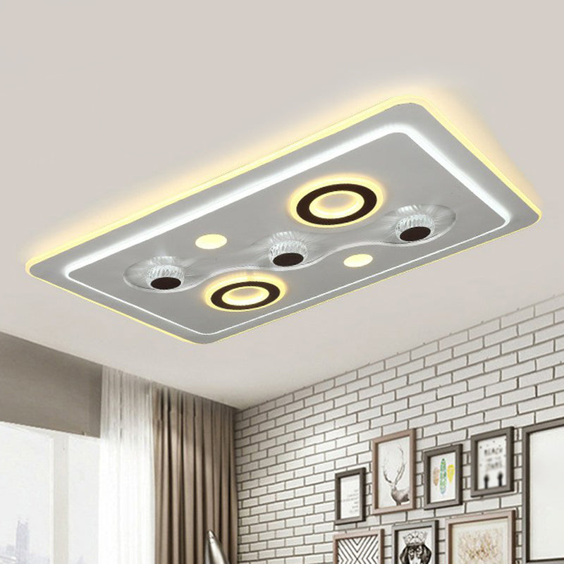 Rectangular Acrylic Flush Light Modern Style White LED Flush Ceiling Light Fixture White A Clearhalo 'Ceiling Lights' 'Close To Ceiling Lights' 'Close to ceiling' 'Flush mount' Lighting' 2217756