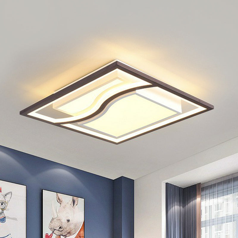 Geometric Living Room LED Flush Mount Acrylic Modern Flushmount Ceiling Light in Coffee Clearhalo 'Ceiling Lights' 'Close To Ceiling Lights' 'Close to ceiling' 'Flush mount' Lighting' 2217805