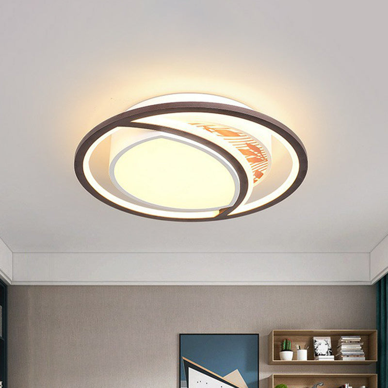 Geometric LED Flush Mount Light Simplicity Living Room Flush Mount Ceiling Light in Coffee Coffee Round Clearhalo 'Ceiling Lights' 'Close To Ceiling Lights' 'Close to ceiling' 'Flush mount' Lighting' 2217820