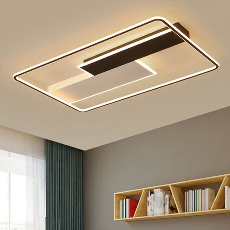 Aluminum Rectangular Flush Light Modern Style Black LED Flush Ceiling Light Fixture Clearhalo 'Ceiling Lights' 'Close To Ceiling Lights' 'Close to ceiling' 'Flush mount' Lighting' 2217822