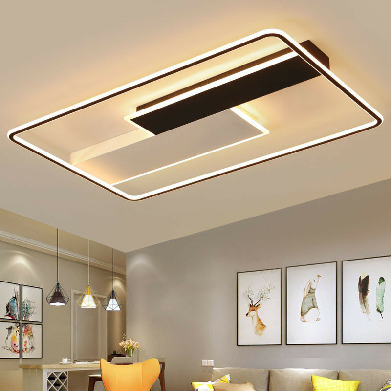 Aluminum Rectangular Flush Light Modern Style Black LED Flush Ceiling Light Fixture Black 27.5