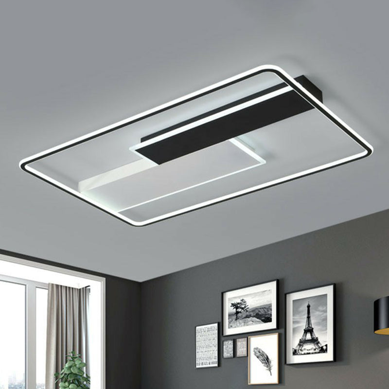 Aluminum Rectangular Flush Light Modern Style Black LED Flush Ceiling Light Fixture Clearhalo 'Ceiling Lights' 'Close To Ceiling Lights' 'Close to ceiling' 'Flush mount' Lighting' 2217825