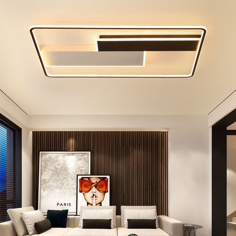 Aluminum Rectangular Flush Light Modern Style Black LED Flush Ceiling Light Fixture Clearhalo 'Ceiling Lights' 'Close To Ceiling Lights' 'Close to ceiling' 'Flush mount' Lighting' 2217826