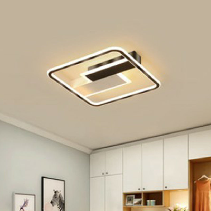 Aluminum Rectangular Flush Light Modern Style Black LED Flush Ceiling Light Fixture Black 16.5