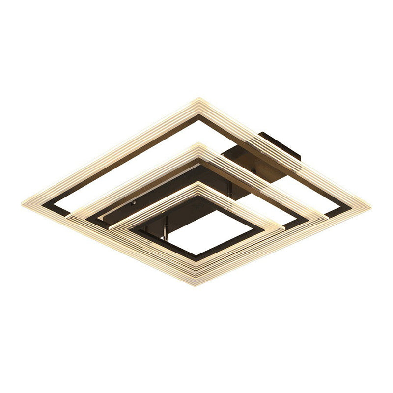 Rectangle Living Room Semi Flush Light Acrylic Minimalist LED Flush Mount Fixture in Black Clearhalo 'Ceiling Lights' 'Close To Ceiling Lights' 'Close to ceiling' 'Semi-flushmount' Lighting' 2217832