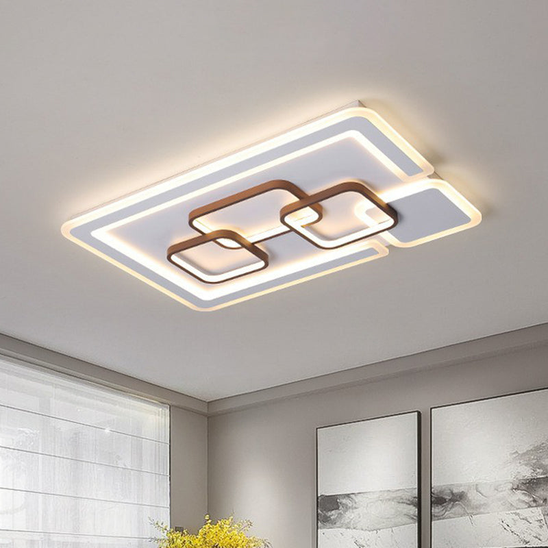 Nordic Geometrical LED Flush Mount Acrylic Living Room Flushmount Ceiling Light in Coffee Coffee Clearhalo 'Ceiling Lights' 'Close To Ceiling Lights' 'Close to ceiling' 'Flush mount' Lighting' 2217837