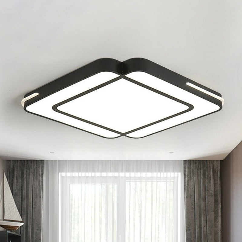 Geometrical Acrylic Flush Light Modern Style Black LED Flush Ceiling Light Fixture for Living Room Black White Square Clearhalo 'Ceiling Lights' 'Close To Ceiling Lights' 'Close to ceiling' 'Flush mount' Lighting' 2217854