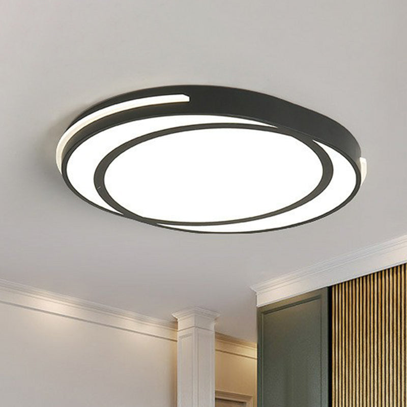 Geometrical Acrylic Flush Light Modern Style Black LED Flush Ceiling Light Fixture for Living Room Black White Round Clearhalo 'Ceiling Lights' 'Close To Ceiling Lights' 'Close to ceiling' 'Flush mount' Lighting' 2217858