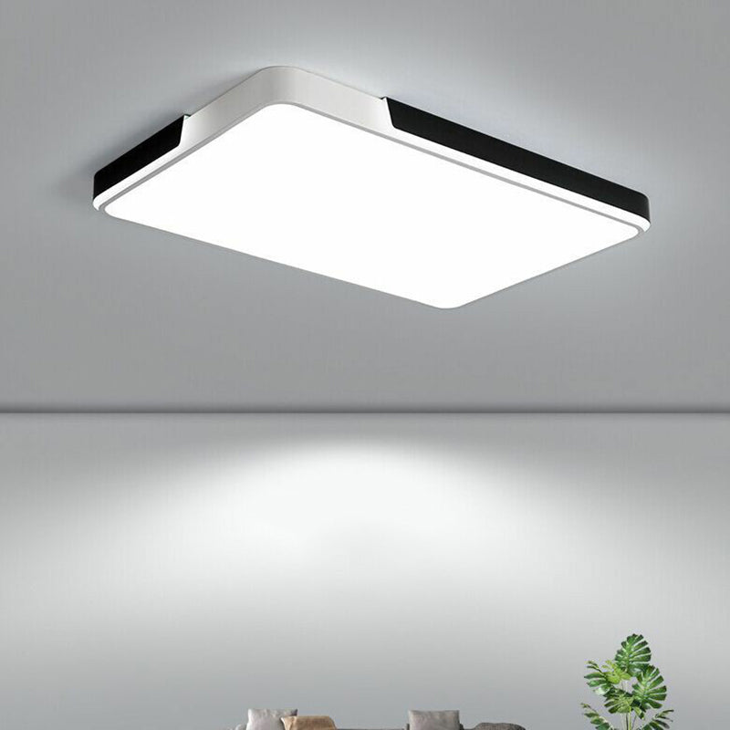 Metal Geometric LED Flush Mount Light Simplicity Black and White Flush Mount Ceiling Light Black-White White Rectangle Clearhalo 'Ceiling Lights' 'Close To Ceiling Lights' 'Close to ceiling' 'Flush mount' Lighting' 2217879