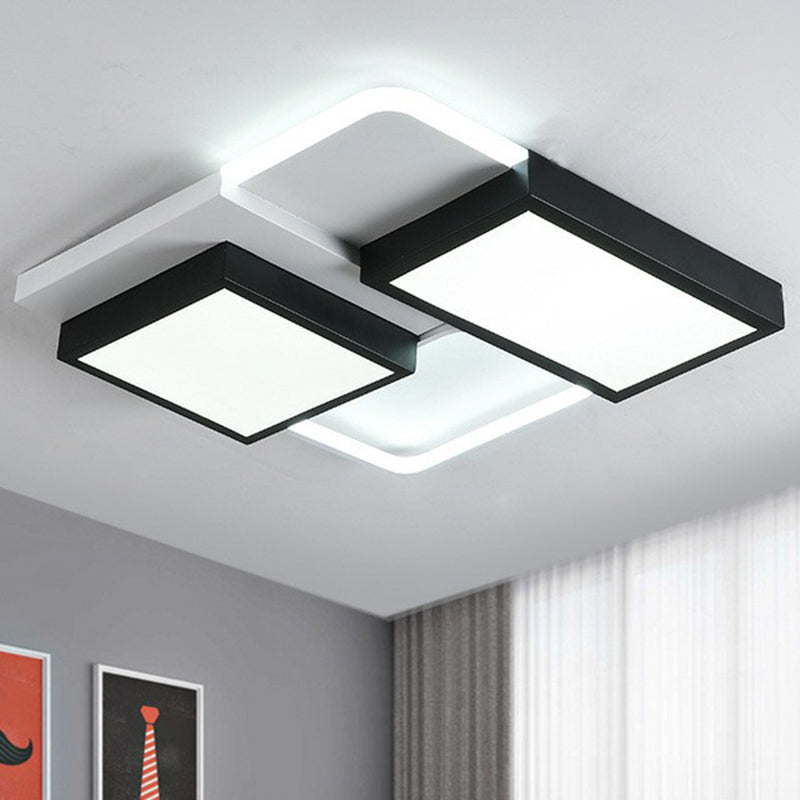 Black Splicing Rectangle Flush Light Modern Style Acrylic LED Flush Ceiling Light Fixture Clearhalo 'Ceiling Lights' 'Close To Ceiling Lights' 'Close to ceiling' 'Flush mount' Lighting' 2217914