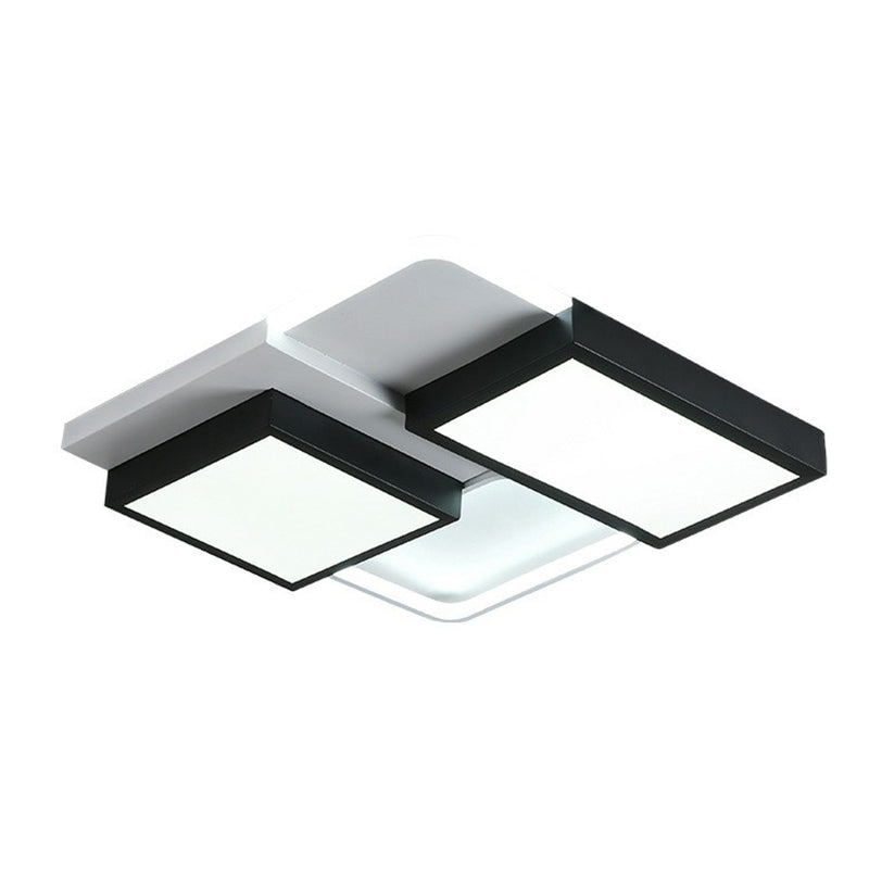 Black Splicing Rectangle Flush Light Modern Style Acrylic LED Flush Ceiling Light Fixture Clearhalo 'Ceiling Lights' 'Close To Ceiling Lights' 'Close to ceiling' 'Flush mount' Lighting' 2217916