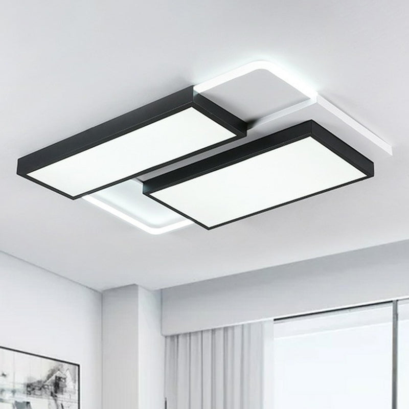 Black Splicing Rectangle Flush Light Modern Style Acrylic LED Flush Ceiling Light Fixture Clearhalo 'Ceiling Lights' 'Close To Ceiling Lights' 'Close to ceiling' 'Flush mount' Lighting' 2217917