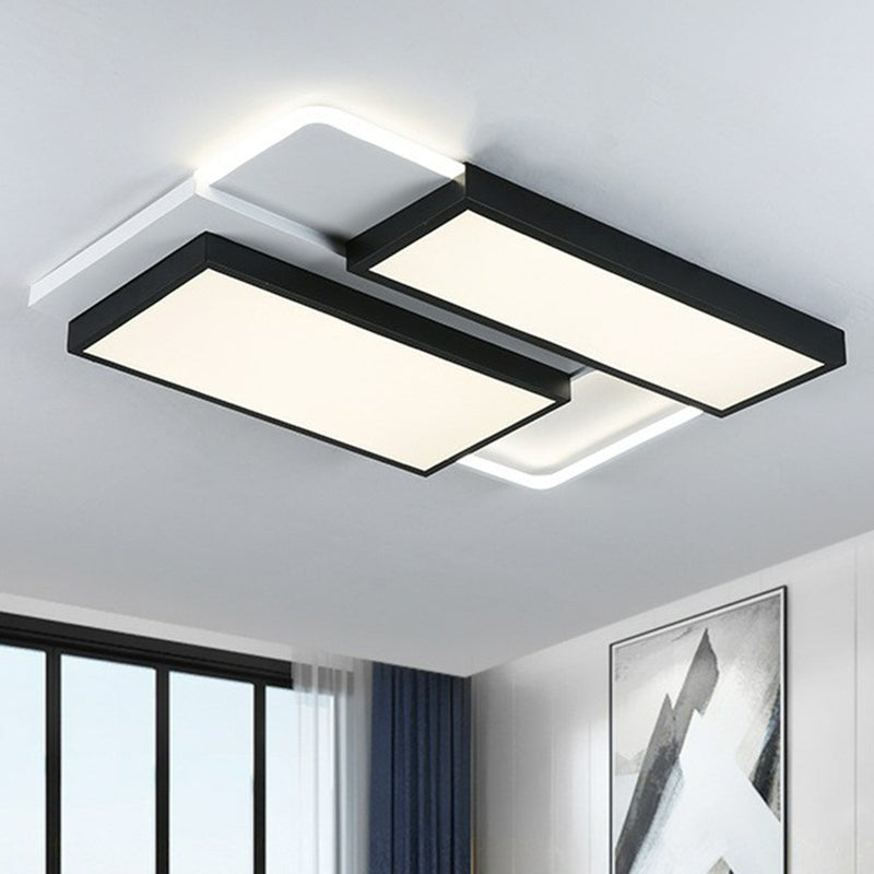 Black Splicing Rectangle Flush Light Modern Style Acrylic LED Flush Ceiling Light Fixture Clearhalo 'Ceiling Lights' 'Close To Ceiling Lights' 'Close to ceiling' 'Flush mount' Lighting' 2217918