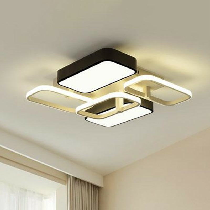 Splicing Flush Mount Lighting Minimalist Metallic Black and White LED Flush Mount Fixture Clearhalo 'Ceiling Lights' 'Close To Ceiling Lights' 'Close to ceiling' 'Flush mount' Lighting' 2217919