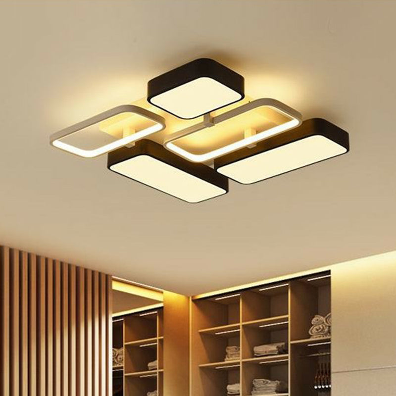 Splicing Flush Mount Lighting Minimalist Metallic Black and White LED Flush Mount Fixture Black-White 25.5