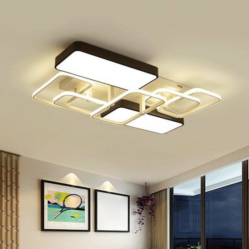 Splicing Flush Mount Lighting Minimalist Metallic Black and White LED Flush Mount Fixture Black-White 27.5