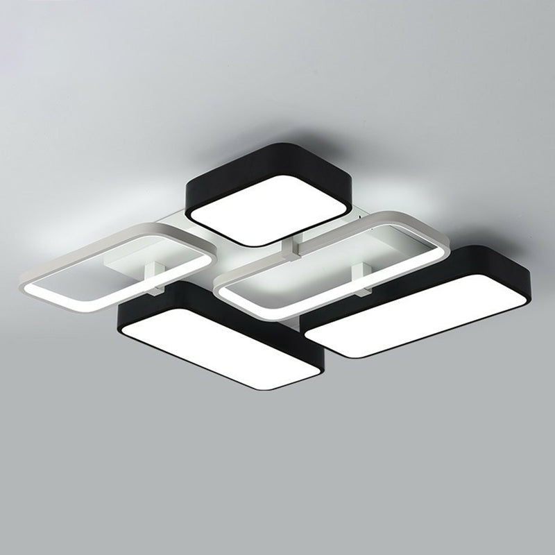 Splicing Flush Mount Lighting Minimalist Metallic Black and White LED Flush Mount Fixture Clearhalo 'Ceiling Lights' 'Close To Ceiling Lights' 'Close to ceiling' 'Flush mount' Lighting' 2217923