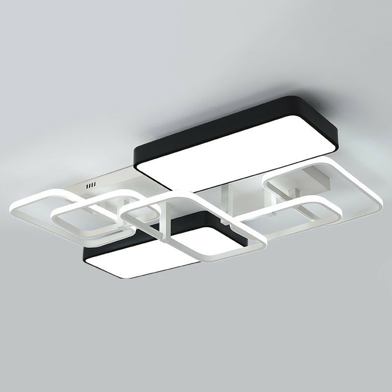 Splicing Flush Mount Lighting Minimalist Metallic Black and White LED Flush Mount Fixture Clearhalo 'Ceiling Lights' 'Close To Ceiling Lights' 'Close to ceiling' 'Flush mount' Lighting' 2217926