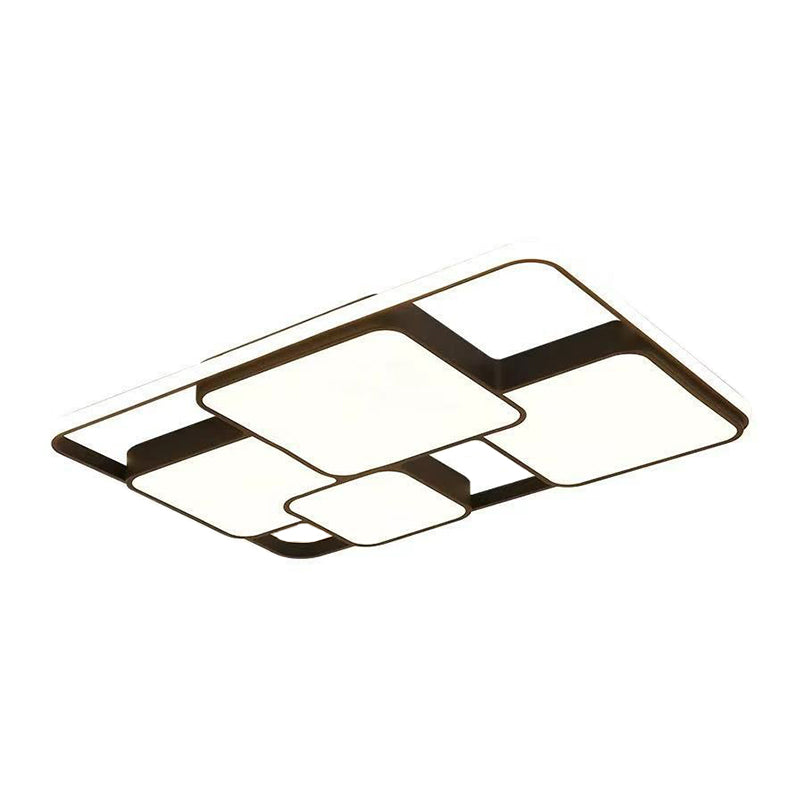 Splicing Square Bedroom LED Flush Mount Aluminum Modern Flushmount Ceiling Light in Black Clearhalo 'Ceiling Lights' 'Close To Ceiling Lights' 'Close to ceiling' 'Flush mount' Lighting' 2217933