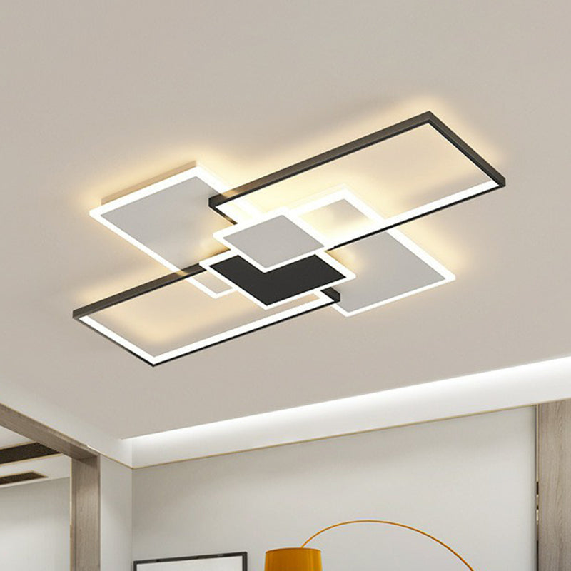 Splicing Rectangle LED Flush Mount Light Simplicity Acrylic Living Room Flush Mount Ceiling Light Black 27.5