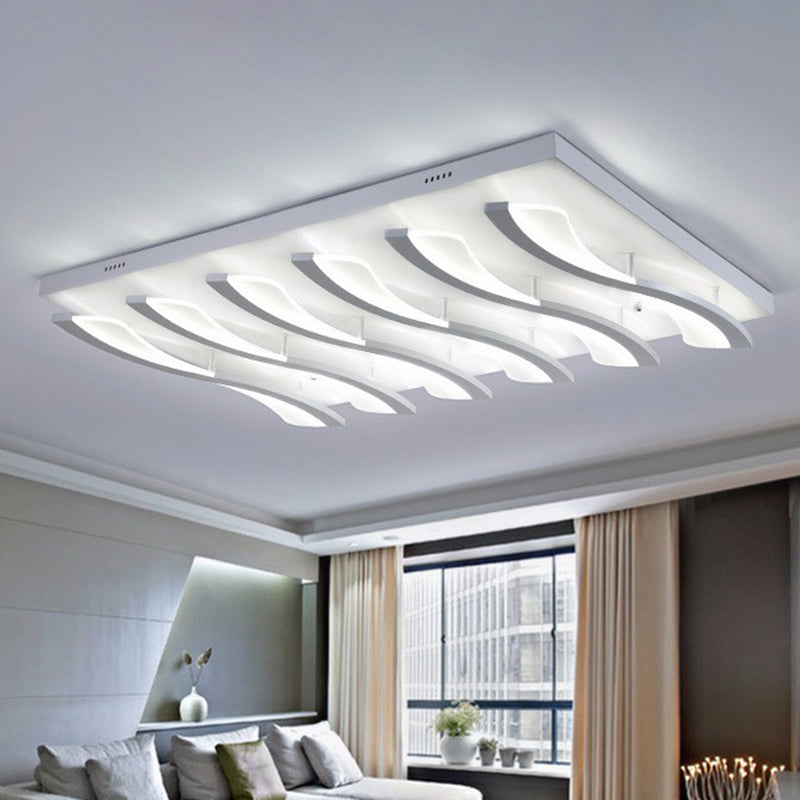 Acrylic Wavy LED Semi Flush Mount Nordic Style White Ceiling Mounted Light for Living Room 6 White White Clearhalo 'Ceiling Lights' 'Close To Ceiling Lights' 'Close to ceiling' 'Semi-flushmount' Lighting' 2217948