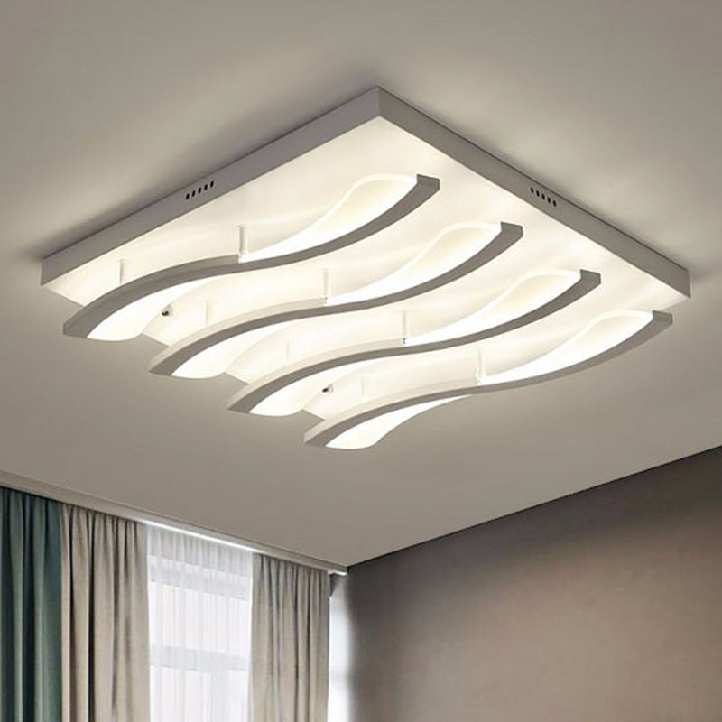 Acrylic Wavy LED Semi Flush Mount Nordic Style White Ceiling Mounted Light for Living Room 4 White White Clearhalo 'Ceiling Lights' 'Close To Ceiling Lights' 'Close to ceiling' 'Semi-flushmount' Lighting' 2217949