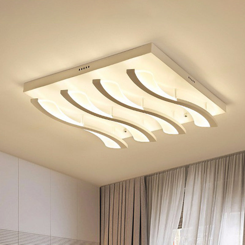 Acrylic Wavy LED Semi Flush Mount Nordic Style White Ceiling Mounted Light for Living Room 4 White Clearhalo 'Ceiling Lights' 'Close To Ceiling Lights' 'Close to ceiling' 'Semi-flushmount' Lighting' 2217950