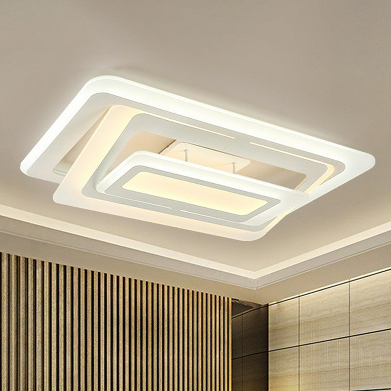 Rectangle Acrylic Flush Mount Light Simplicity White LED Semi Flush Ceiling Light for Living Room Clearhalo 'Ceiling Lights' 'Close To Ceiling Lights' 'Close to ceiling' 'Semi-flushmount' Lighting' 2217953