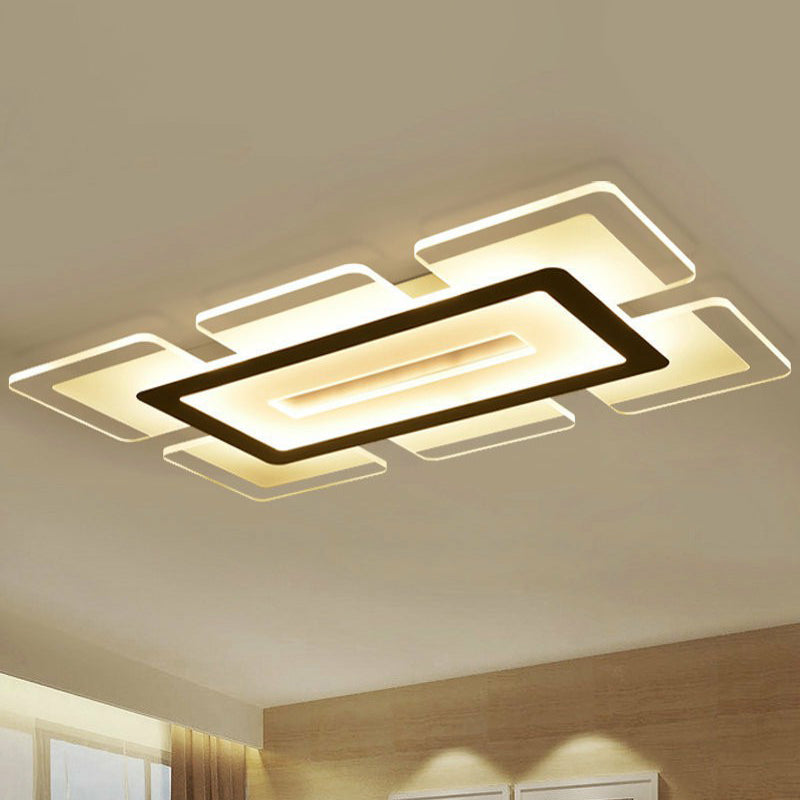 Clear Extra-Thin Rectangular Flush Light Modern Style Acrylic LED Flush Ceiling Light Fixture Clear Clearhalo 'Ceiling Lights' 'Close To Ceiling Lights' 'Close to ceiling' 'Flush mount' Lighting' 2217958