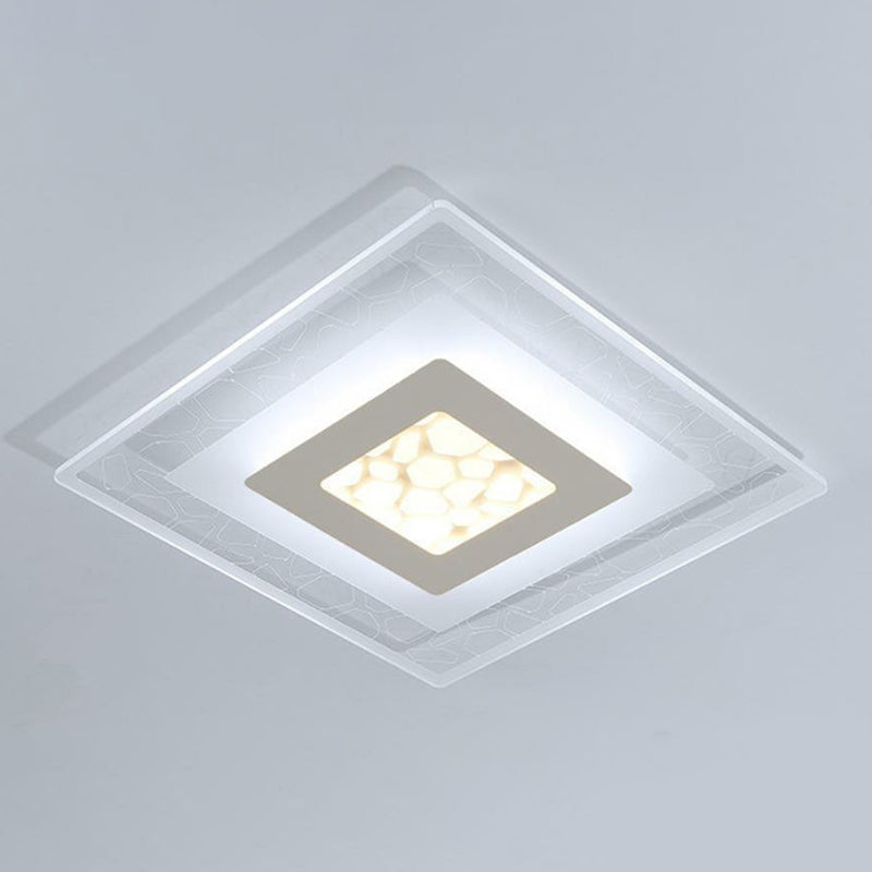 Square Flush Light Modern Style Acrylic Clear LED Flush Ceiling Light Fixture for Bedroom Clear 2 Color Clearhalo 'Ceiling Lights' 'Close To Ceiling Lights' 'Close to ceiling' 'Flush mount' Lighting' 2217966