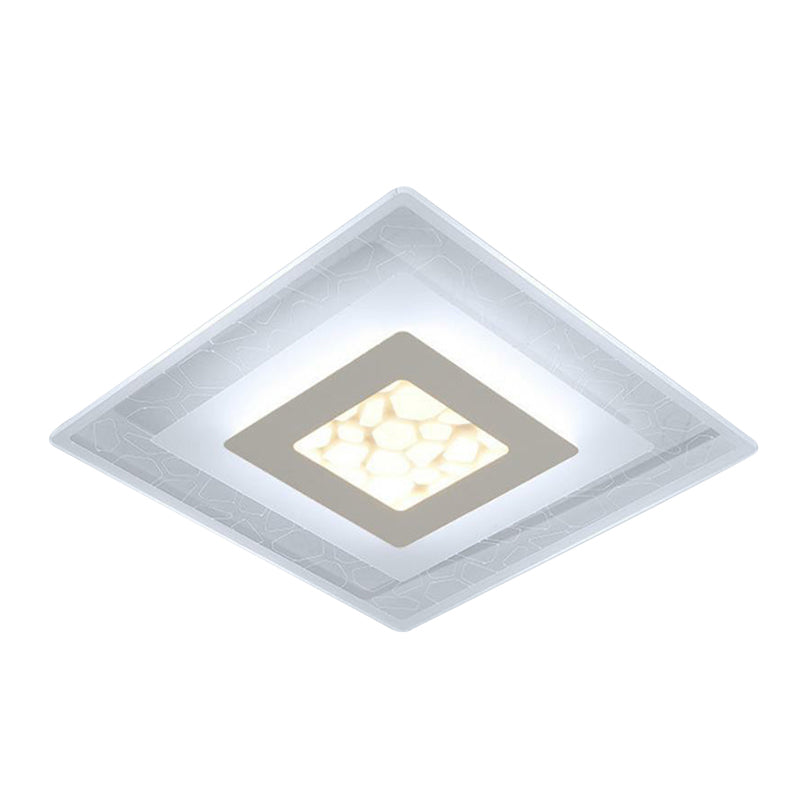 Square Flush Light Modern Style Acrylic Clear LED Flush Ceiling Light Fixture for Bedroom Clearhalo 'Ceiling Lights' 'Close To Ceiling Lights' 'Close to ceiling' 'Flush mount' Lighting' 2217967