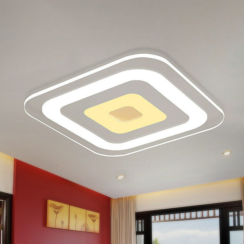 Modern Extra-Thin LED Flush Mount Acrylic Living Room Flushmount Ceiling Light in Clear Clear 23.5