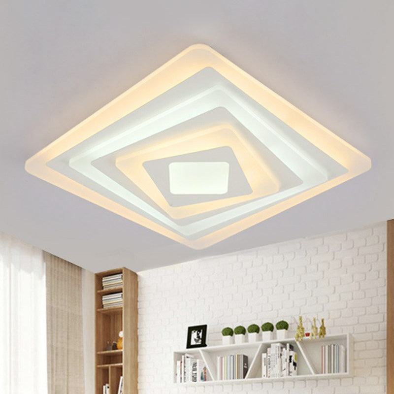 Rectangular Flush Ceiling Light Contemporary Acrylic Living Room LED Flush Mount Lighting Fixture in White White Clearhalo 'Ceiling Lights' 'Close To Ceiling Lights' 'Close to ceiling' 'Flush mount' Lighting' 2217985