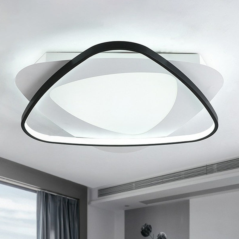 Triangle Metallic Flush Light Modern Style Black LED Flush Ceiling Light Fixture for Bedroom Clearhalo 'Ceiling Lights' 'Close To Ceiling Lights' 'Close to ceiling' 'Flush mount' Lighting' 2217994