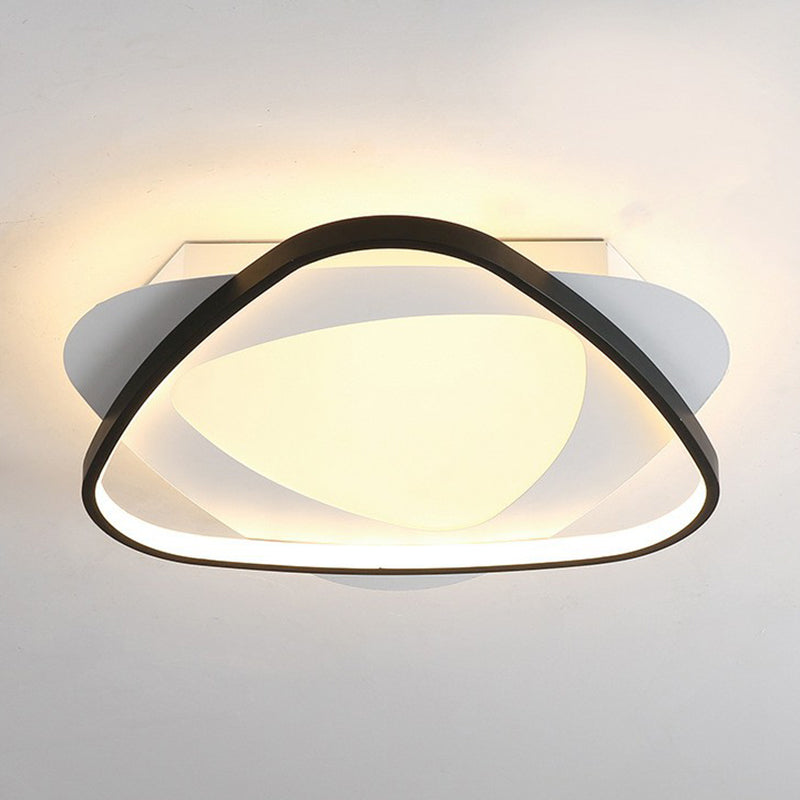 Triangle Metallic Flush Light Modern Style Black LED Flush Ceiling Light Fixture for Bedroom Clearhalo 'Ceiling Lights' 'Close To Ceiling Lights' 'Close to ceiling' 'Flush mount' Lighting' 2217996