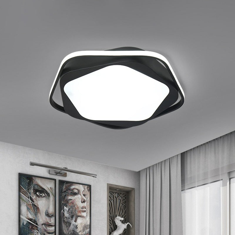 Black Pentagonal Flush Mount Lighting Minimalist Acrylic LED Flush Mount Fixture for Bedroom Clearhalo 'Ceiling Lights' 'Close To Ceiling Lights' 'Close to ceiling' 'Flush mount' Lighting' 2217998