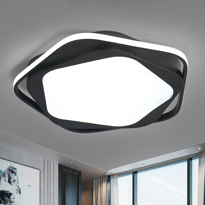 Black Pentagonal Flush Mount Lighting Minimalist Acrylic LED Flush Mount Fixture for Bedroom Black White Clearhalo 'Ceiling Lights' 'Close To Ceiling Lights' 'Close to ceiling' 'Flush mount' Lighting' 2217999