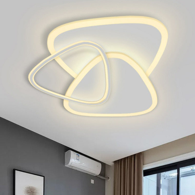 Triangular Flush Light Modern Style Bedroom LED Flush Ceiling Light Fixture in White White Clearhalo 'Ceiling Lights' 'Close To Ceiling Lights' 'Close to ceiling' 'Flush mount' Lighting' 2218024