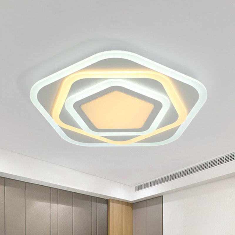 Acrylic Pentagonal Ultra-Thin Flush Mount Lighting Minimalist White LED Flush Mount Fixture Clearhalo 'Ceiling Lights' 'Close To Ceiling Lights' 'Close to ceiling' 'Flush mount' Lighting' 2218028