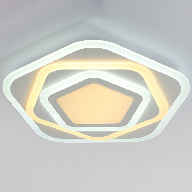 Acrylic Pentagonal Ultra-Thin Flush Mount Lighting Minimalist White LED Flush Mount Fixture White Clearhalo 'Ceiling Lights' 'Close To Ceiling Lights' 'Close to ceiling' 'Flush mount' Lighting' 2218030