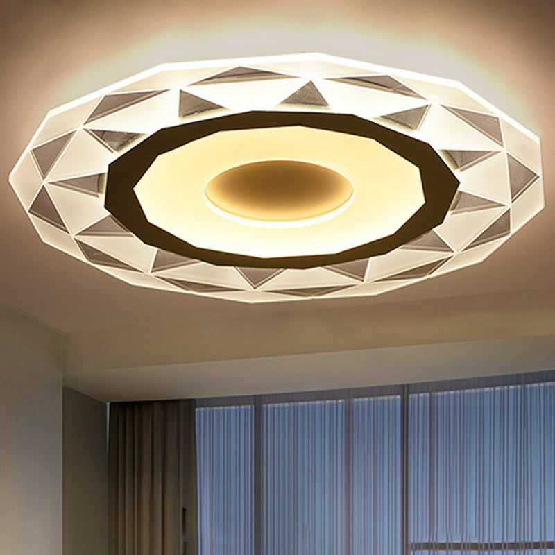 Circular Living Room Flush Light Metallic Modern Style LED Flush Ceiling Light Fixture in Clear Clearhalo 'Ceiling Lights' 'Close To Ceiling Lights' 'Close to ceiling' 'Flush mount' Lighting' 2218049