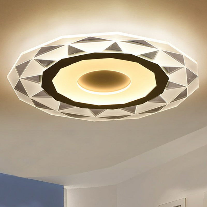 Circular Living Room Flush Light Metallic Modern Style LED Flush Ceiling Light Fixture in Clear Clearhalo 'Ceiling Lights' 'Close To Ceiling Lights' 'Close to ceiling' 'Flush mount' Lighting' 2218050