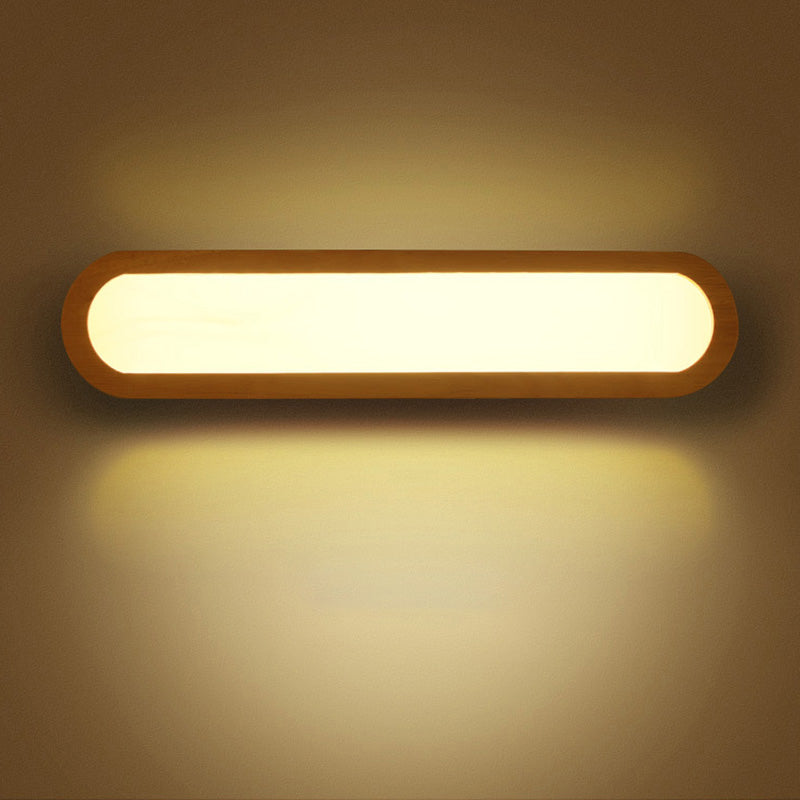 Elongated Oval Bedroom Vanity Light Acrylic Contemporary LED Sconce Light Fixture Wood 17